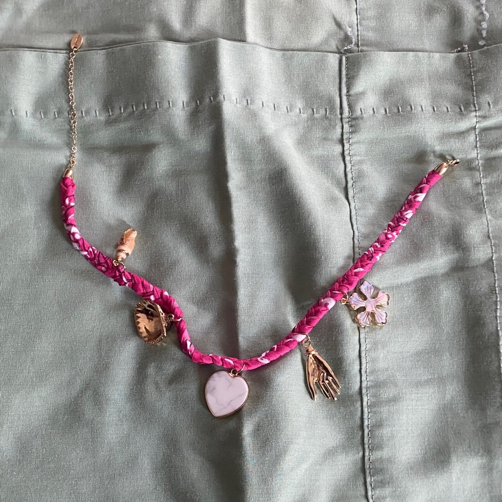 Free People Pink and Gold Charm Necklace
